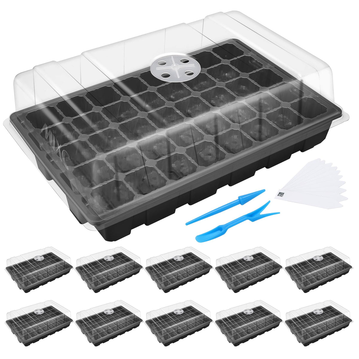 MIXC 5 Pack Seed Starter Tray, 200Cell Mini Propagator Greenhouse Grow Kit