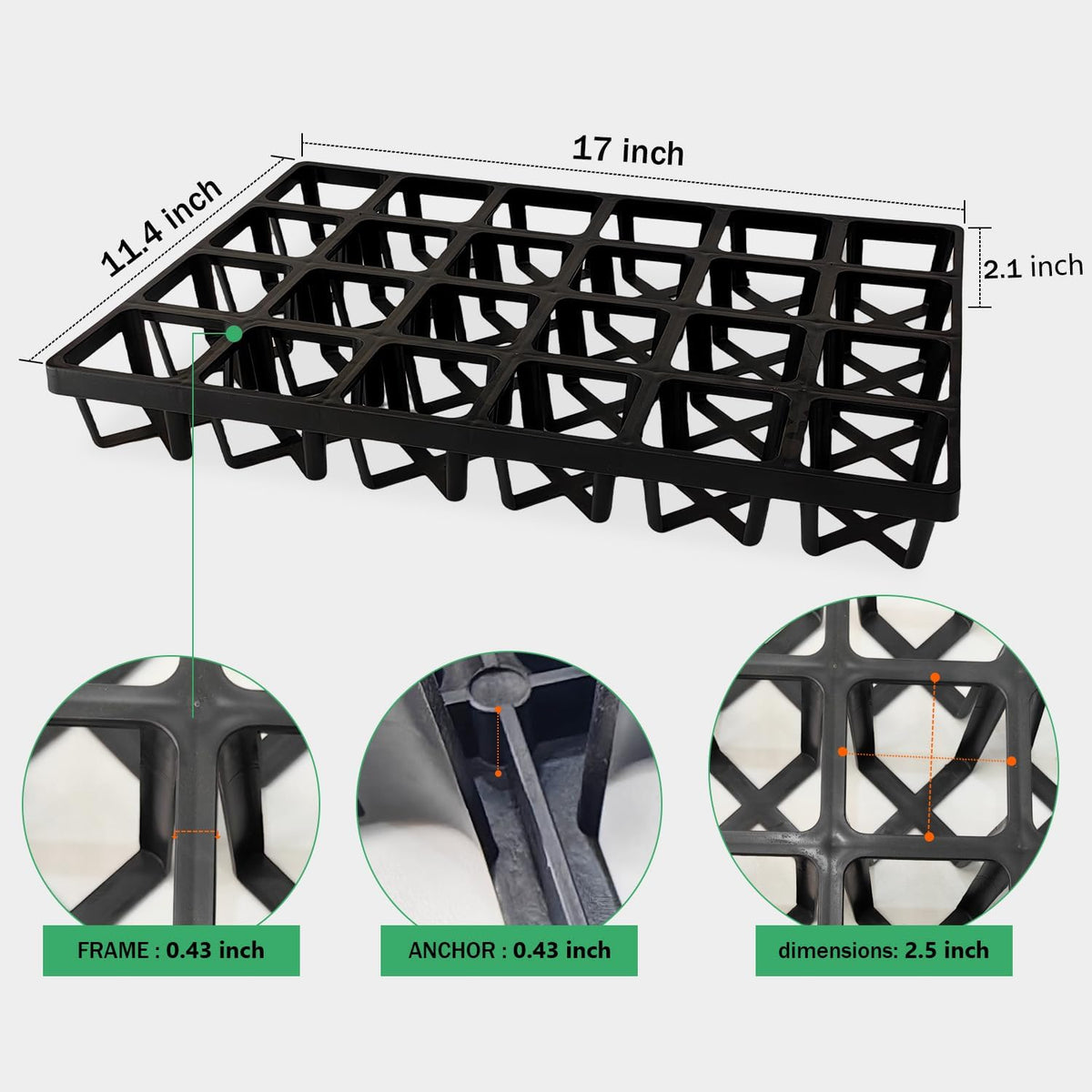RooTrimmer Square Nursery Pot Tray with 24 Cells, 5 Pack Plant Trays for Pots, Flower Pot Moving Tray, Plastic Planting Tray for Carrying Small Plant Pots(120 Cells in Total