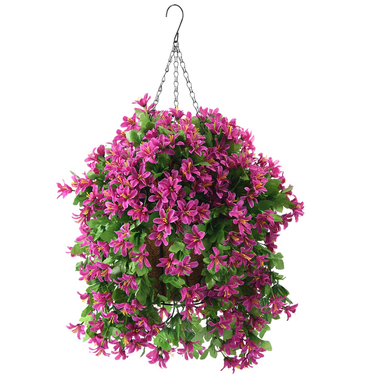 INQCMY Fake Hanging Flowers with Basket Artificial Violet for Outdoor