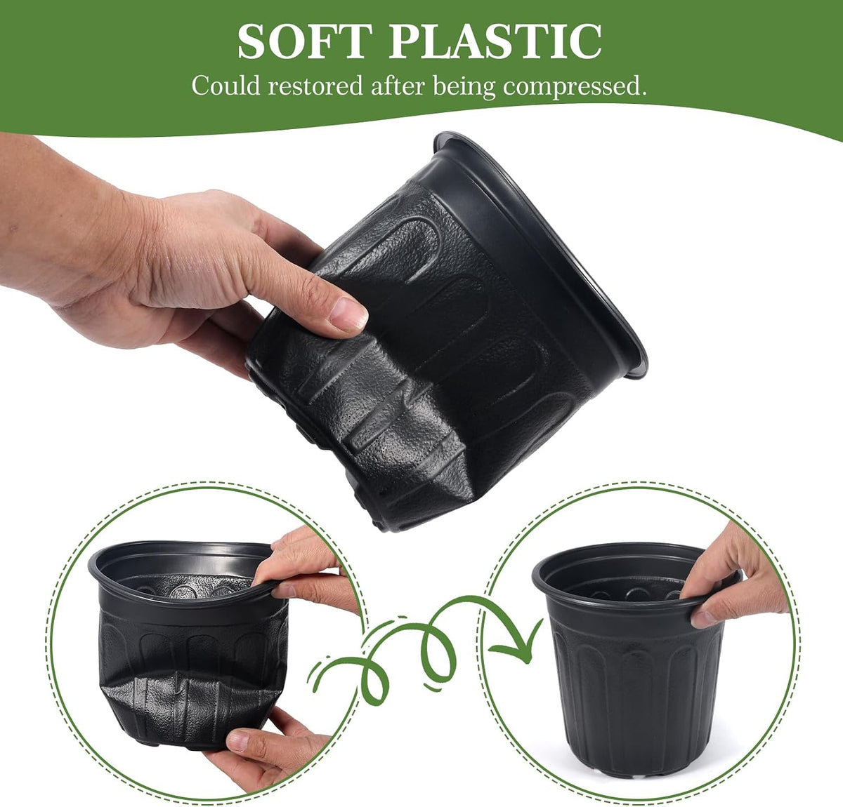 100Pcs 1 Gallon Black Nursery Pots, Soft Plastic Seedling Plant Pot with Holes, Garden Flower Seedling Pot for Indoor/Outdoor Use, Small to Medium Size