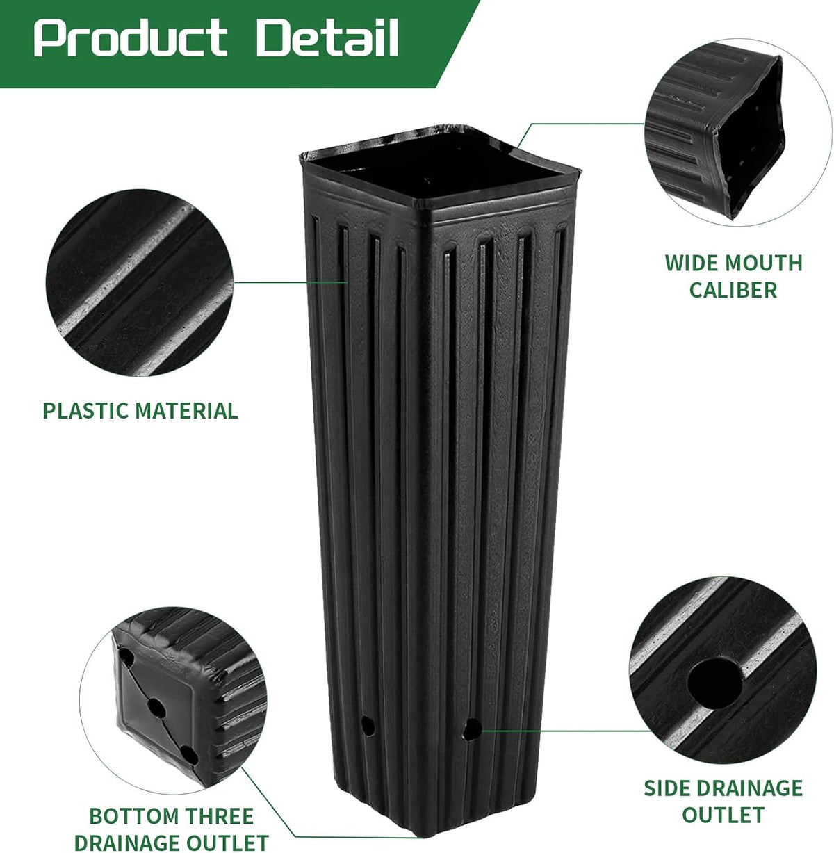 50 Pcs 12" Tall Tree Pots Plastic Deep Nursery Pots