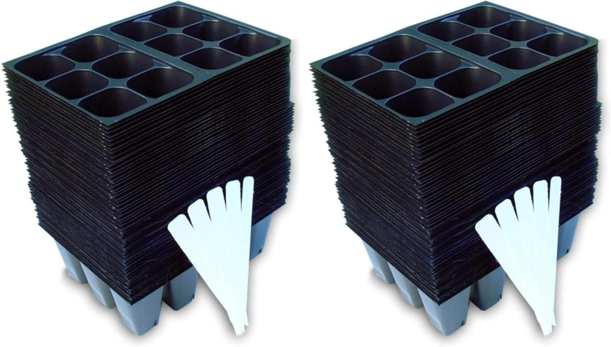 Seedling Starter Trays, 720 Cells: (120 Trays; 6-cells Per Tray), Plus 5 Plant Labels