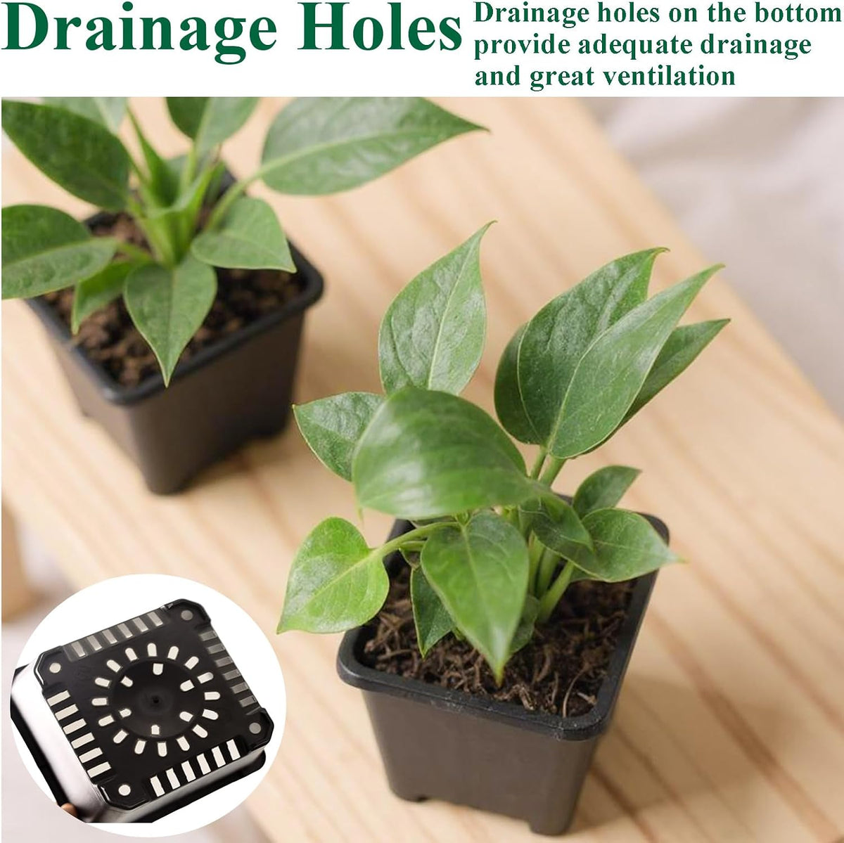 25 Packs Square Nursery Pots for Plants 4 Inch Seedling Pots with Holes