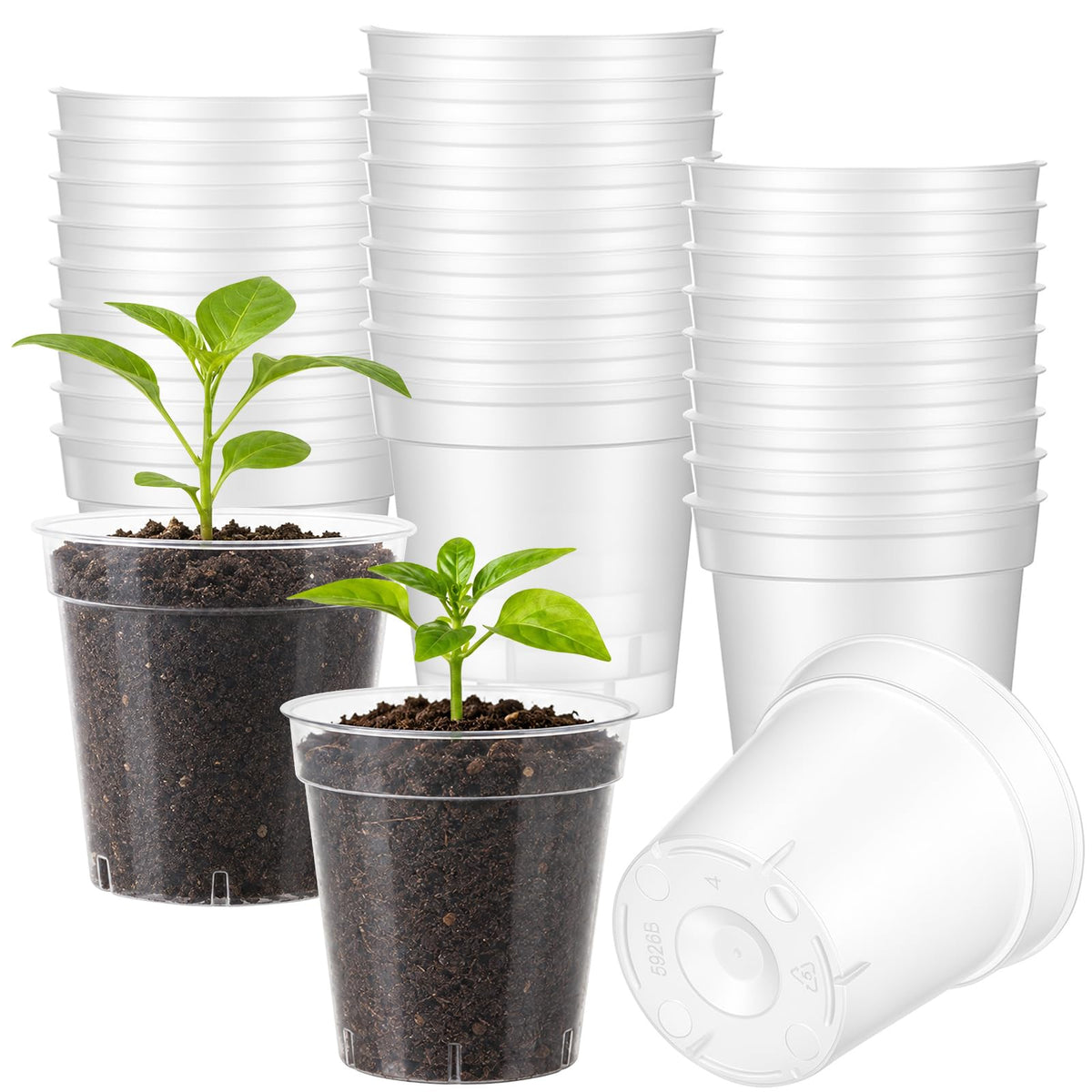 24 Pack 2 Inch Nursery Pots, Mini Plastic Plant Pots for Seedlings(Black)