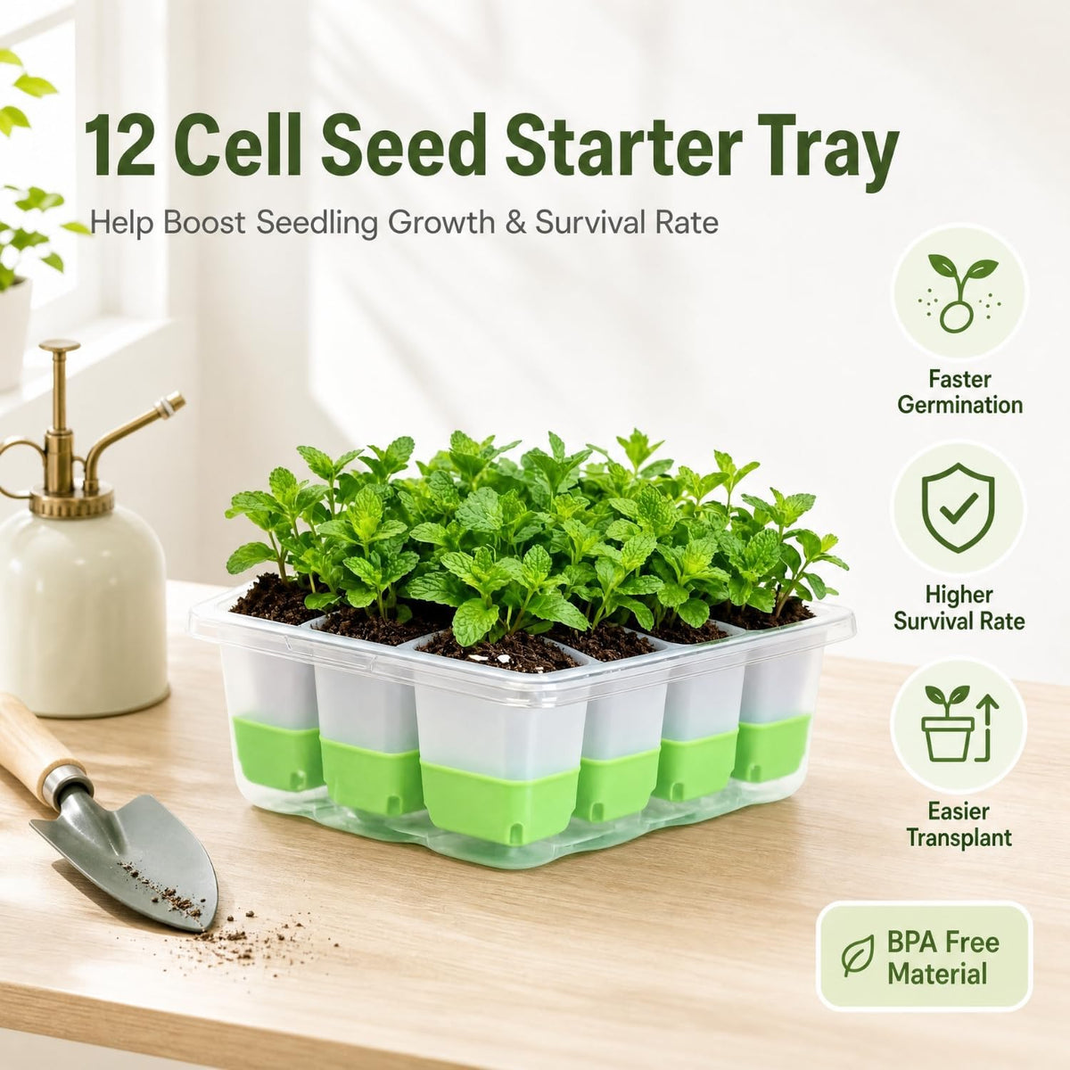 5 Pack 60-Cell Flexible Silicone Seed Starter Trays for Easy Transplant