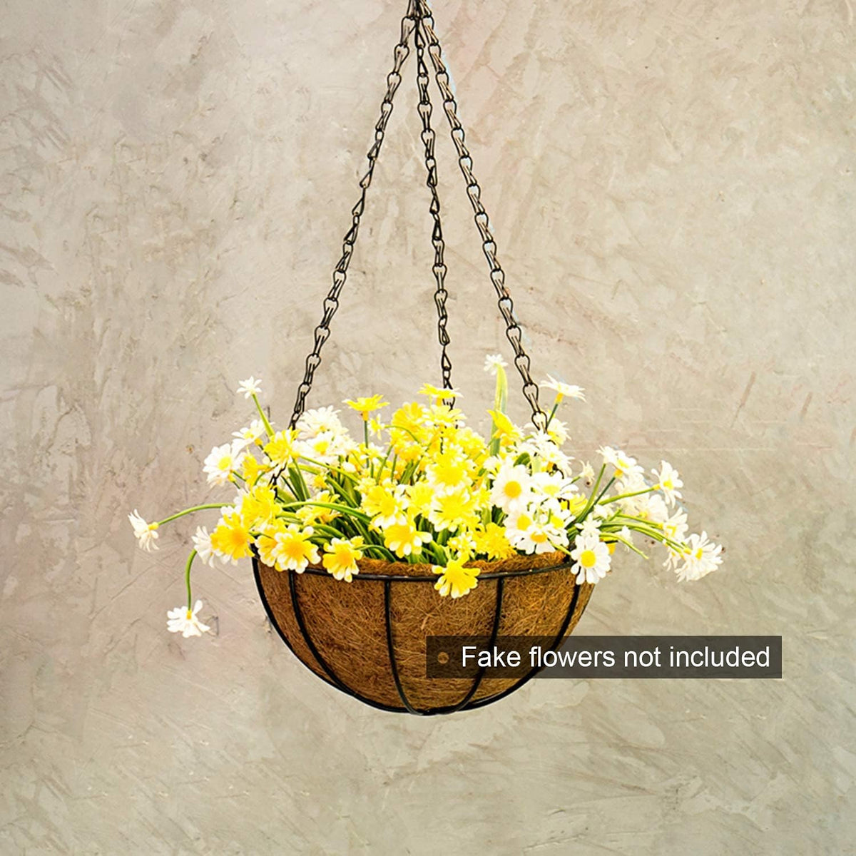 Tosnail 3 Pack 10" Metal Hanging Flower Pots Hanging Planters Plant Basket with Coco Fiber Liners