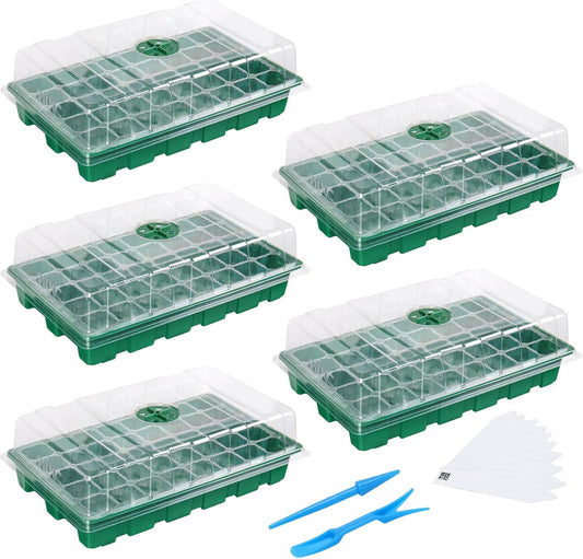 MIXC 5 Pack Seed Starter Tray, 200Cell Mini Propagator Greenhouse Grow Kit