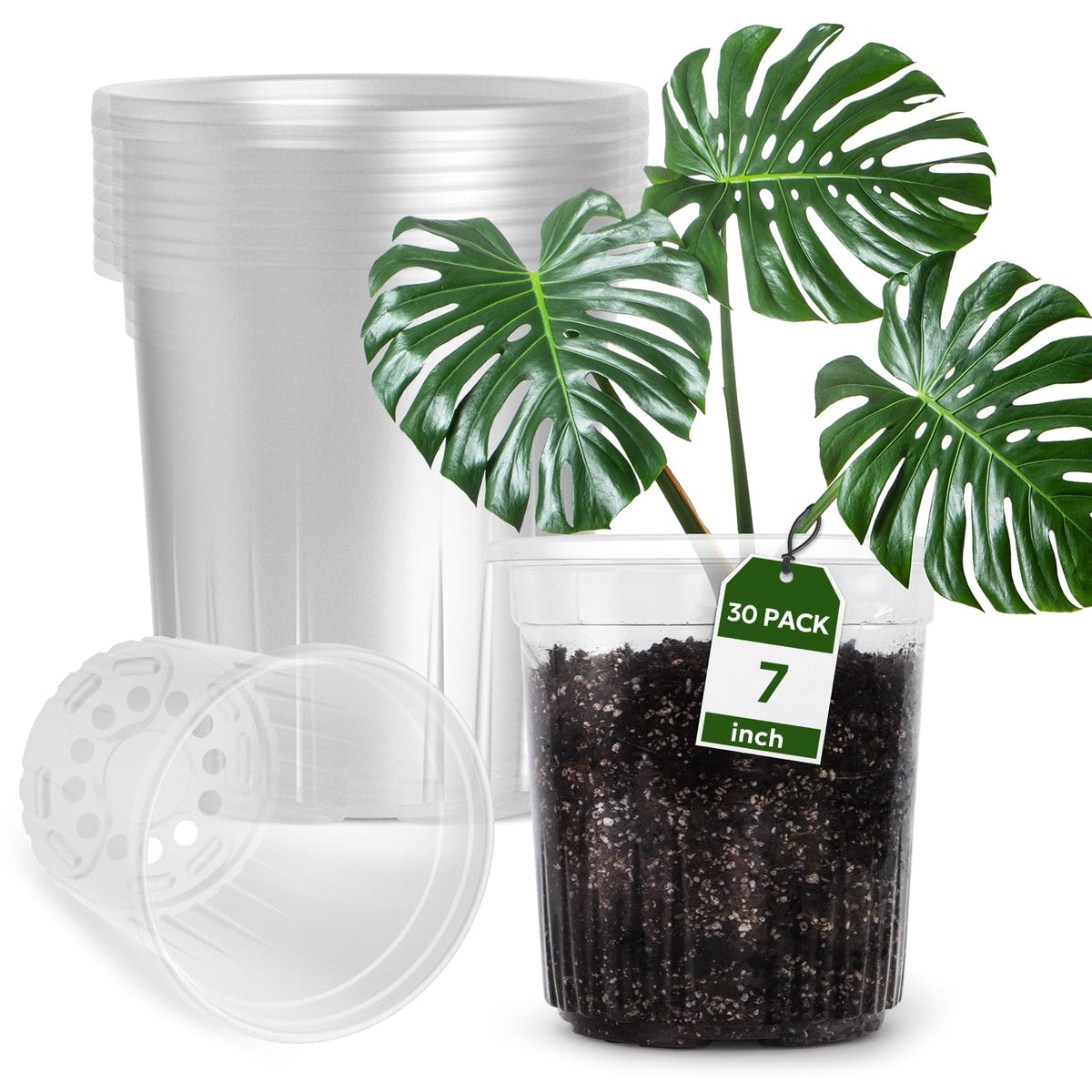 Bluepro Clear Nursery Pots with Drainage Holes, 3.5/4/5/7 Inch, 36-Pack