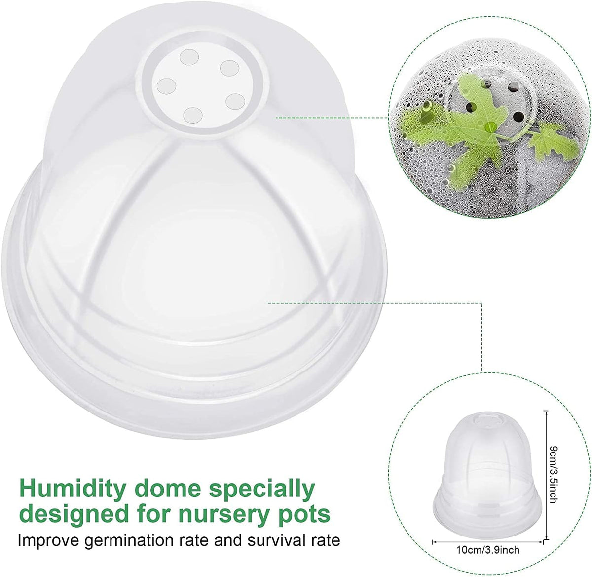 MIXC Nursery Pots with Humidity Dome, 4" Seed Starting Pot 30 Pack, Red