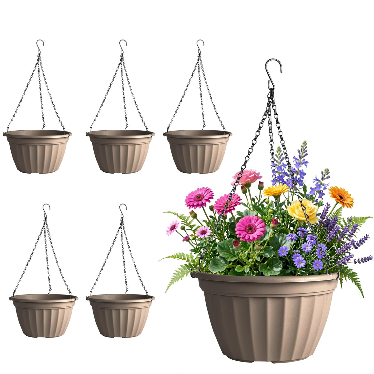 FGstyle Hanging Planters 10 Inch 4 Pack,Hanging Baskets for Plants Outdoor