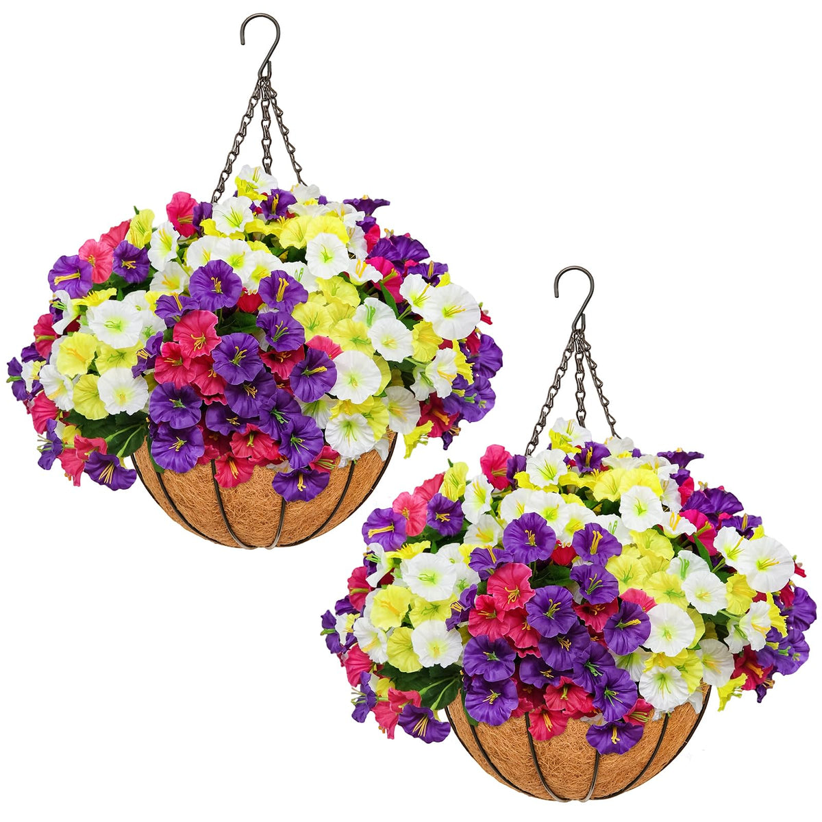 2 Set Artificial Fall Hanging Flower Baskets for Outdoor Autumn Decor