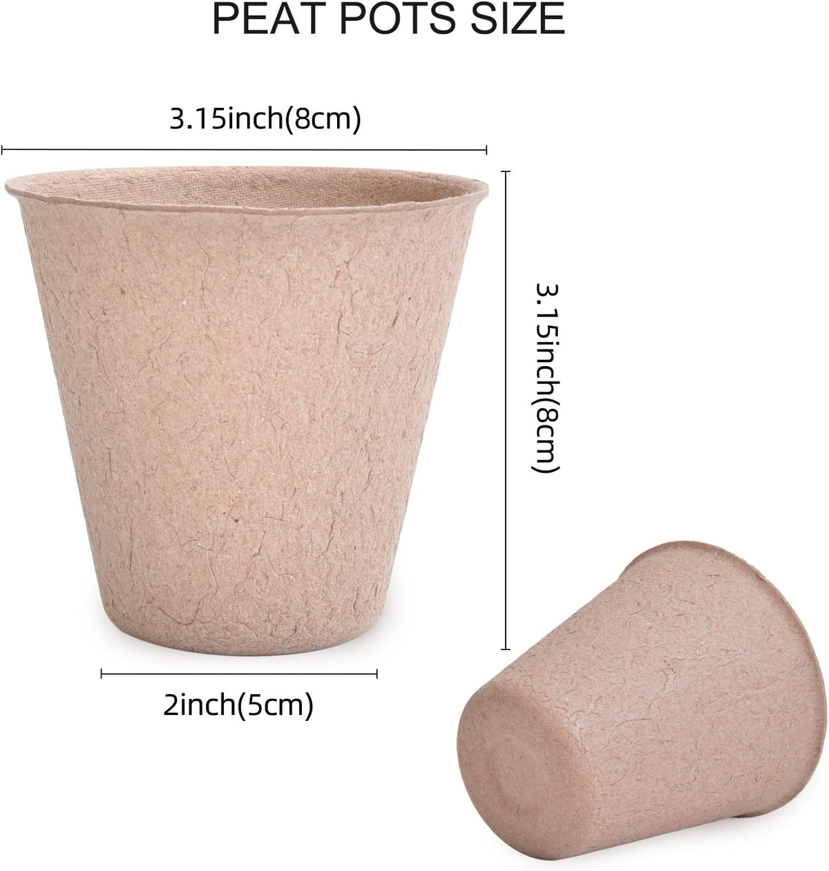 JERIA 100-Pack 3.15 Inch Peat Pots for Seedling with 100 Pcs Plant Labels,Outdoor Garden Germination Nursery Pots,Biodegradable Seed Starter Pots Kits