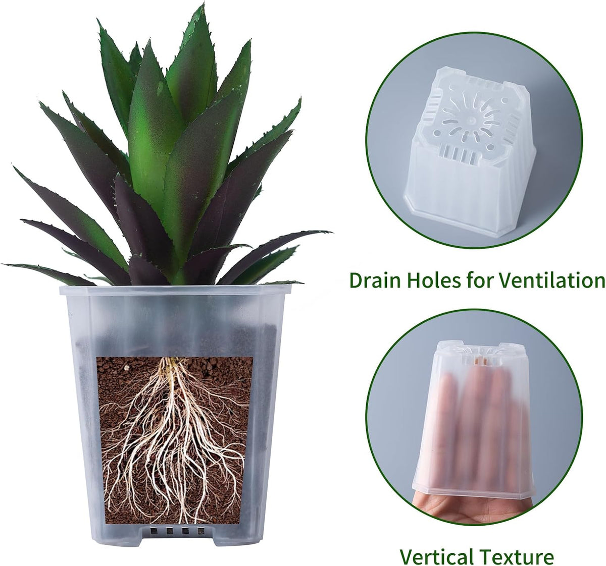 30Pcs 3 Inch Clear Nursery Pots with Saucers, Square Plastic Plant Pot