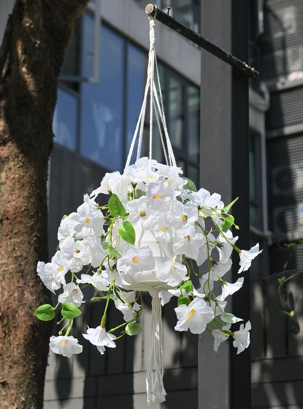 2 Sets Artificial Hanging Fake Flowers with Basket for Outdoors