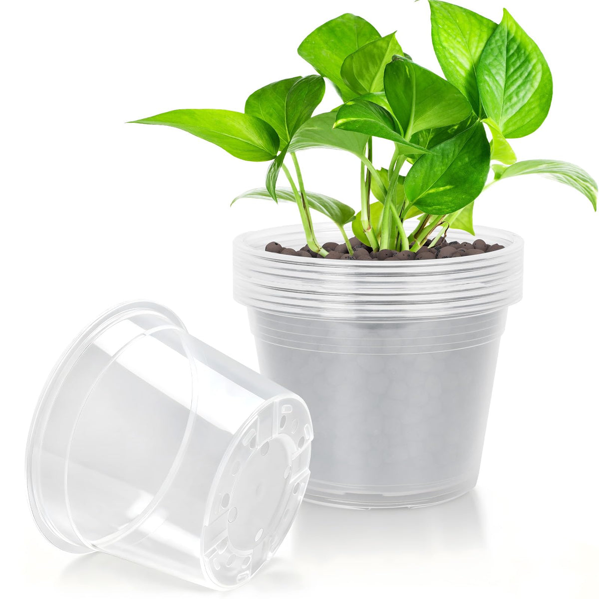 7/8/10 Inch Large Clear Nursery Pots with Drainage, 9 Pack Plastic Pots for Plants, Clear Plant Seedling Pots for Indoor & Outdoor Gardening (7 8 10 inch)