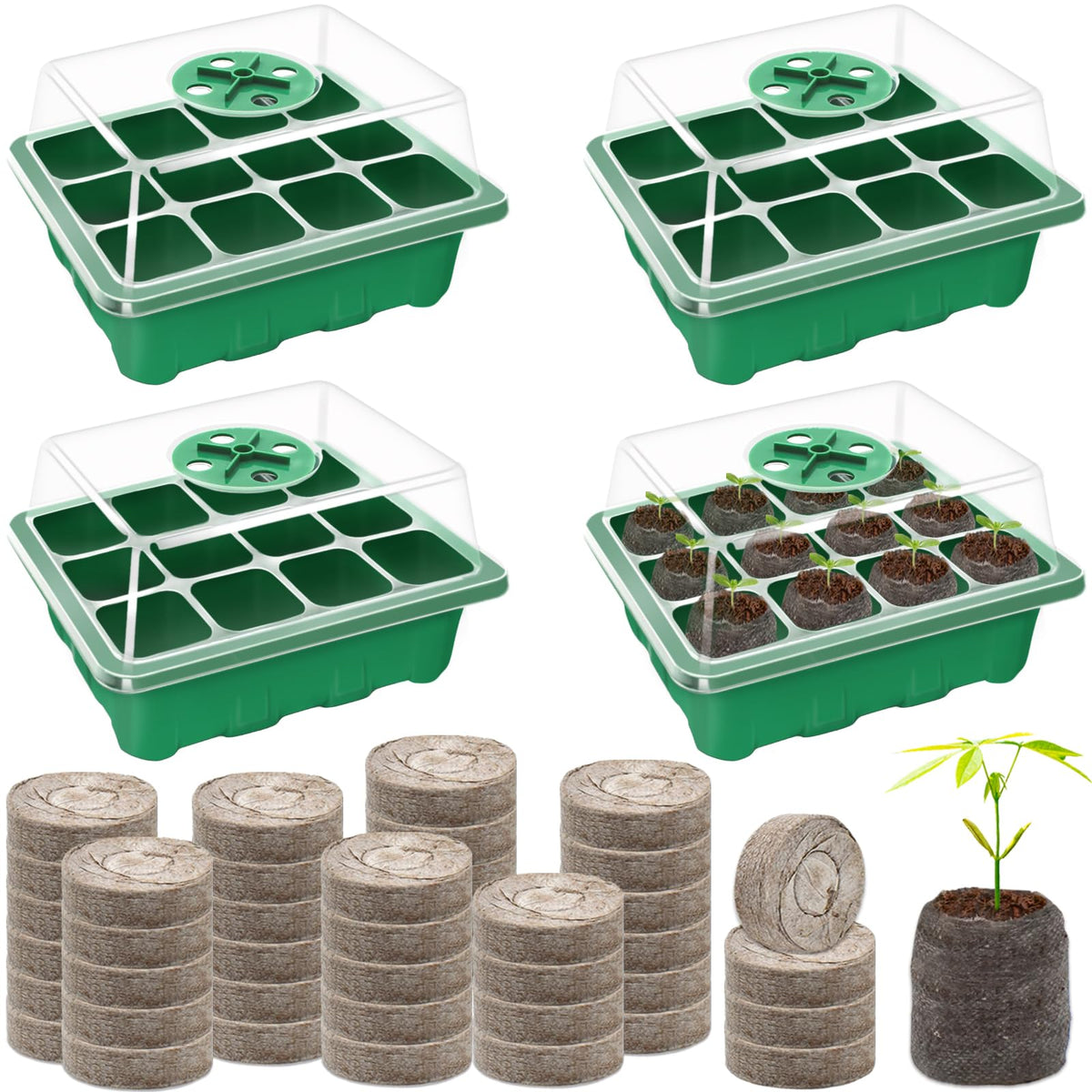 Seed Starter Tray with Peat Pellets, Black Seeding Starter Trays for Plant