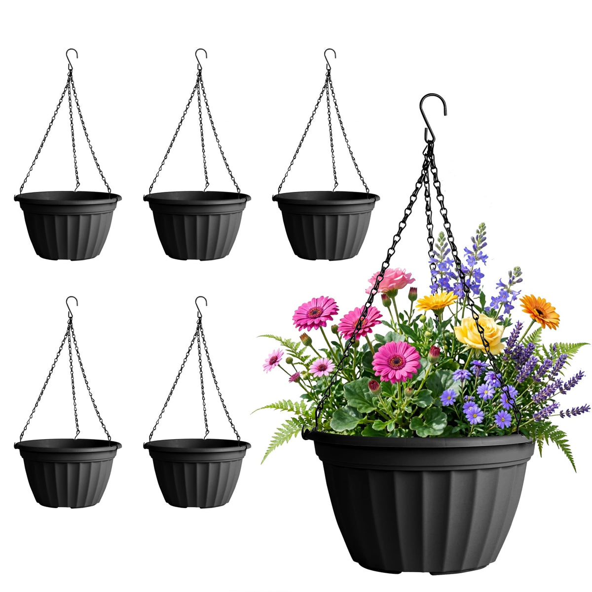 FGstyle Hanging Planters 10 Inch 4 Pack,Hanging Baskets for Plants Outdoor