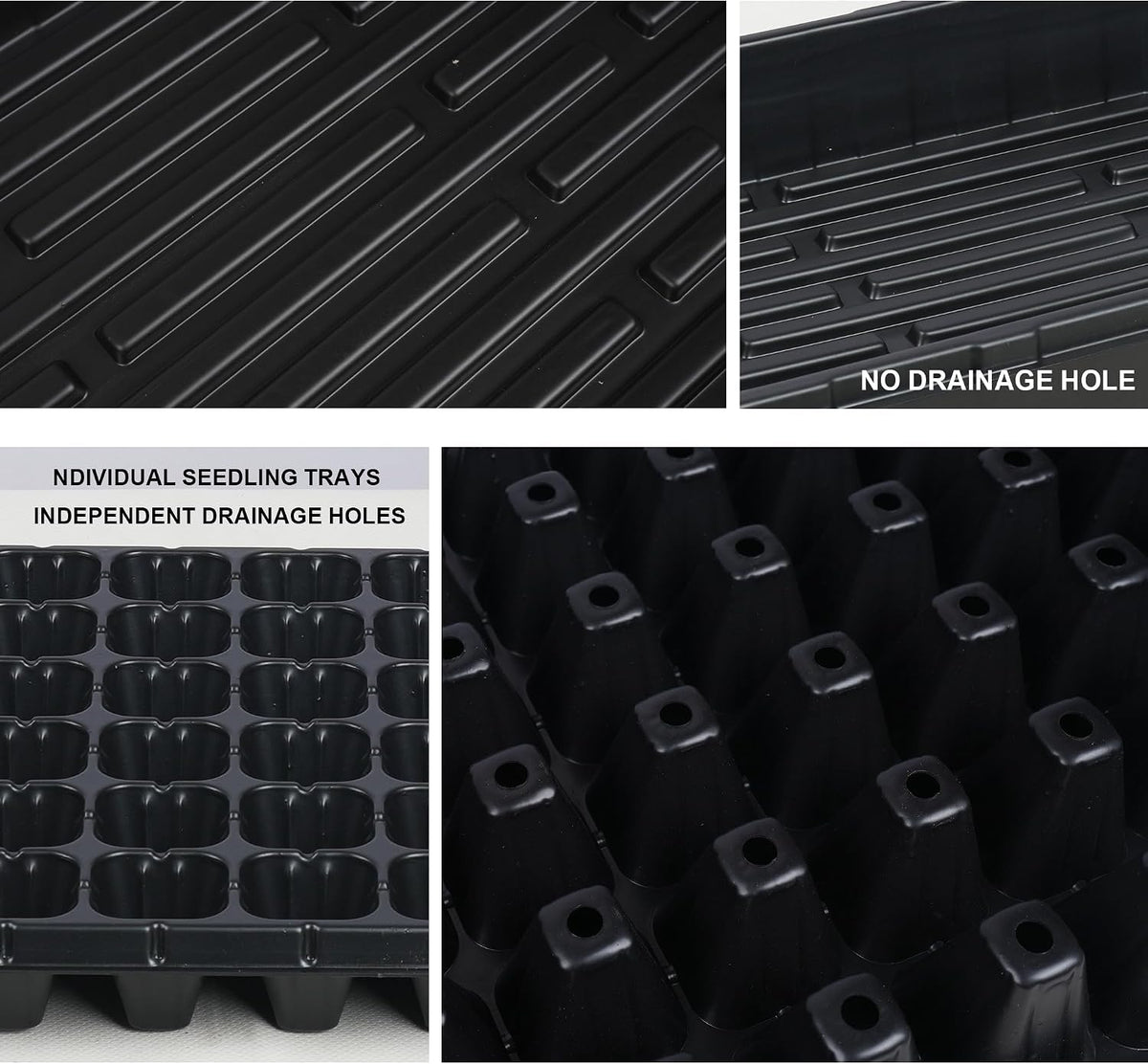 Hourleey 20 Pack Trays Include 10 Pack 1020 Seed Starter Trays and 10 Pack 72 Cell Plug Trays, Thick Durable Plastic Plant Nursery Tray, Propagation Tray for Seedlings Microgreens Fodder Plant
