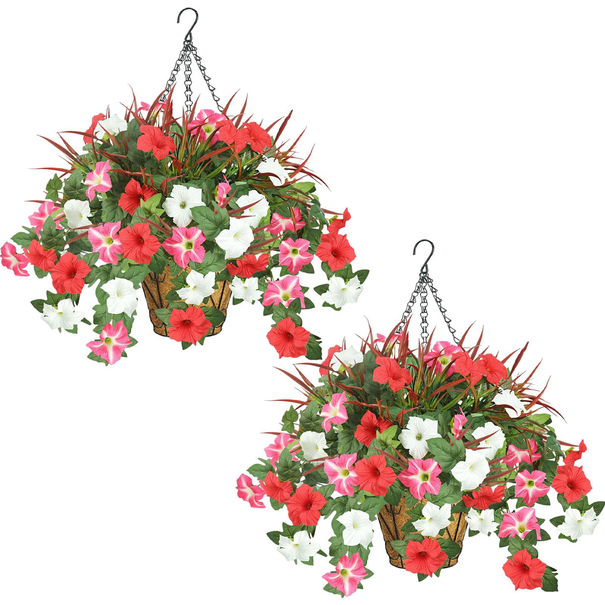 1 Set Fall Hanging Baskets Outdoor,Artificial Petunias Flowers