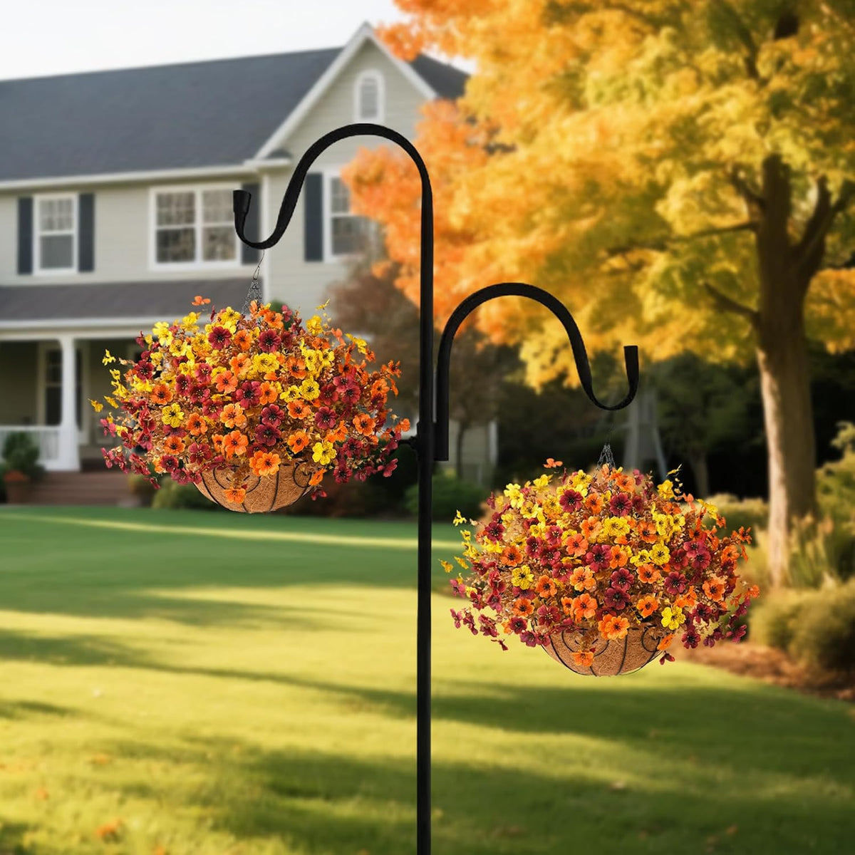Artificial Fake Hanging Baskets Fall Flowers for Outdoors Decoration