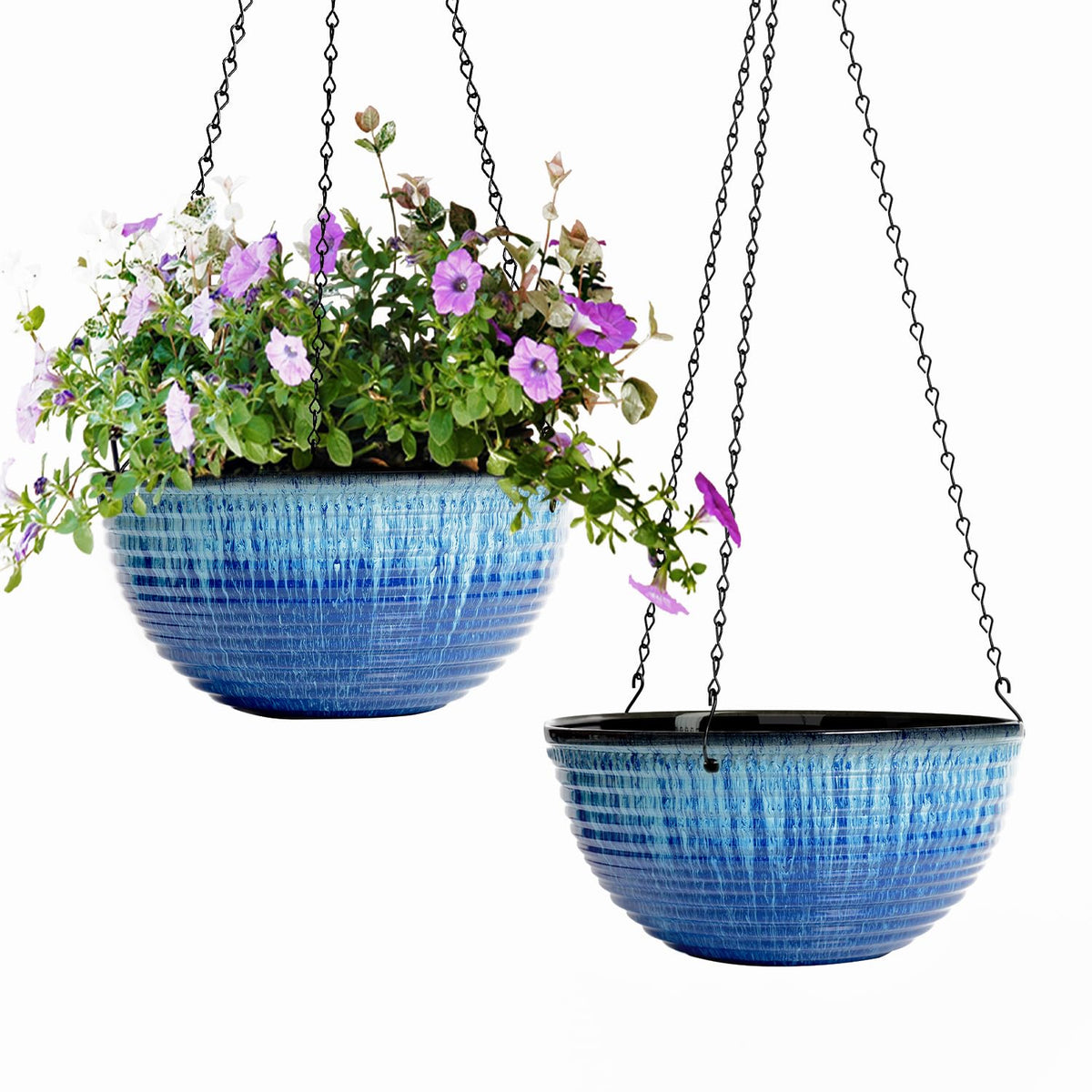 10 Inch Hanging Planters for Indoor Plants, Glazed Hanging Basket, 2 Pack