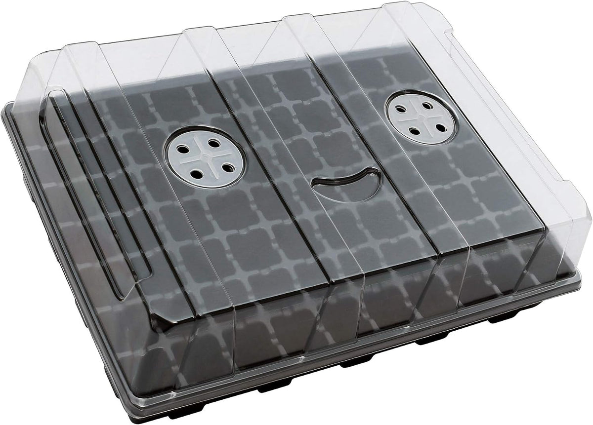Gardzen Seed Starter Tray, 5 Pack Smiling Face Plant Germination Trays with Total 350-Cell, Seed Starter Kit with Humidity Vented Domes and Bases for Starting Vegetable Flower Herb Seeds 18" x 14"