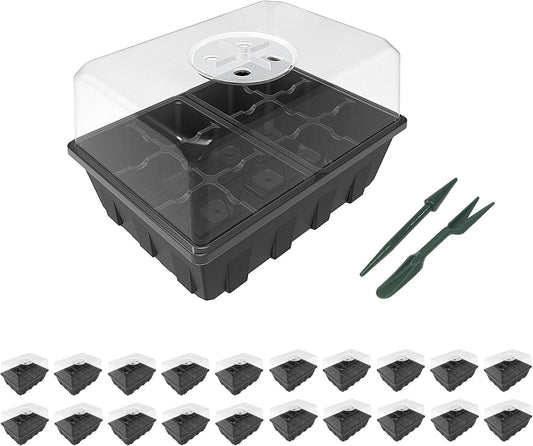 Gardzen 20 Pack Seed Starter Trays with Adjustable Vented Dome 240 Cell Clear