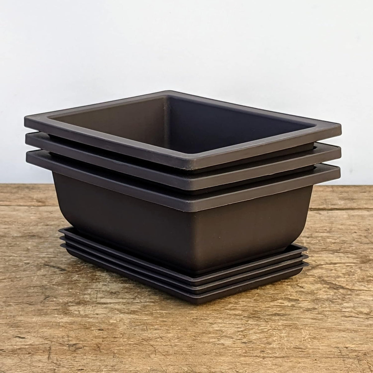 Shallow Bonsai Pots with Drainage Holes and Trays, 6 Inch Training, 3 Pack