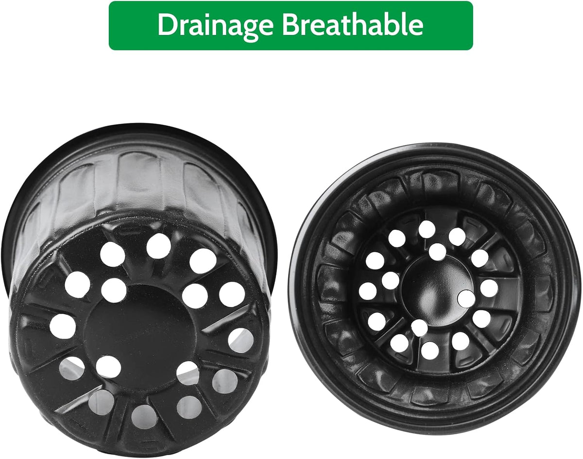 JERIA 50-Pack 1 Gallon Flexible Plant Nursery Pots,Thickened Soft Plastic Seedling Pots,Seed Starting Pot Flower Plant Container for Succulents，Seedlings