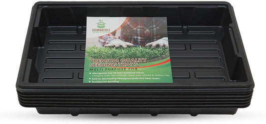6 Pack Premium Quality Seedling Trays, Microgreens Growing Trays, No Drain Holes, Heavy Duty, Durable Plastic, 1.5mm Thick, Plants Drip Tray, Best for Sprouting Vegetables and Wheatgrass