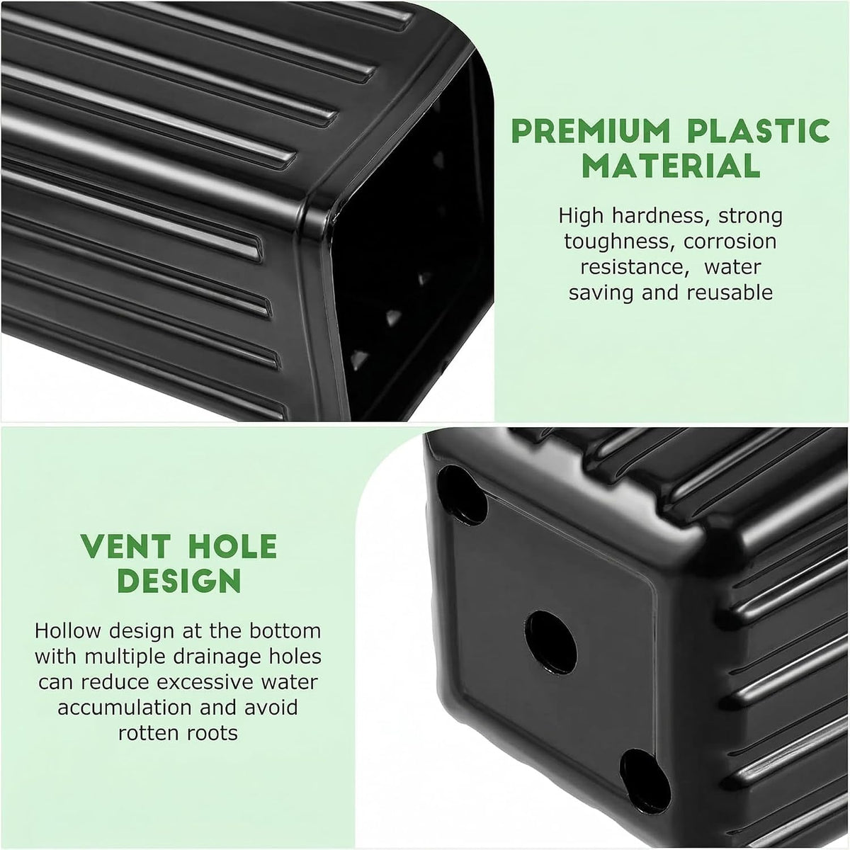 DOITOOL 50Pcs Plastic Deep Plant Nursery Pots, 11.2" Tall Tree Pot Black Seedling Treepots Flower Plant Container with Drainage Holes for Indoor Outdoor Gardening (11.2" H X 3" W)