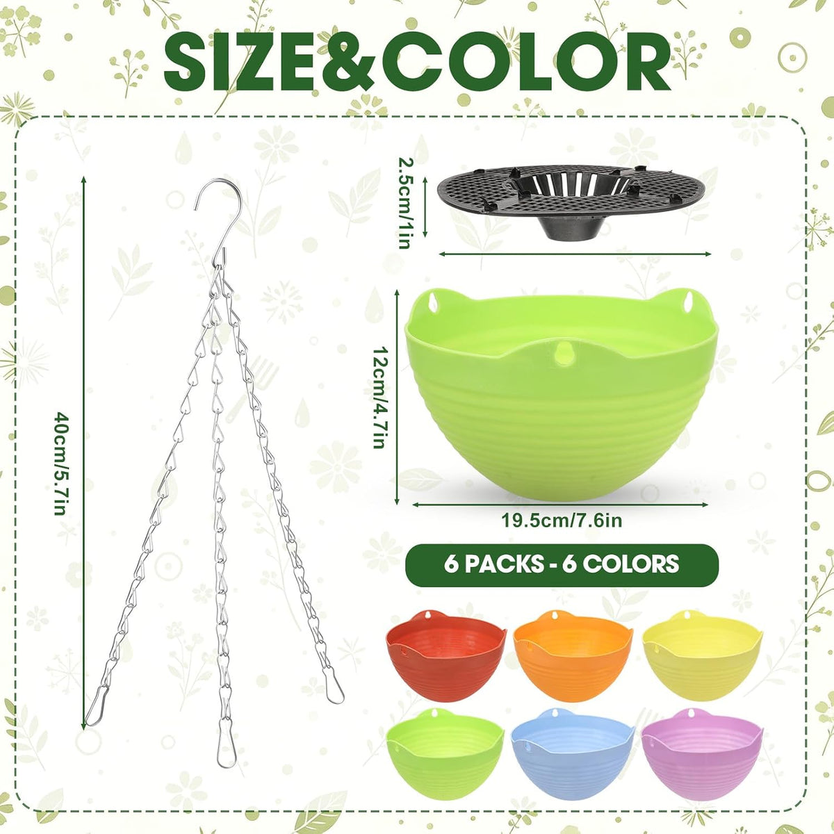 Hotop 6 Pack Hanging Flower Baskets with 42 Artificial Flowers