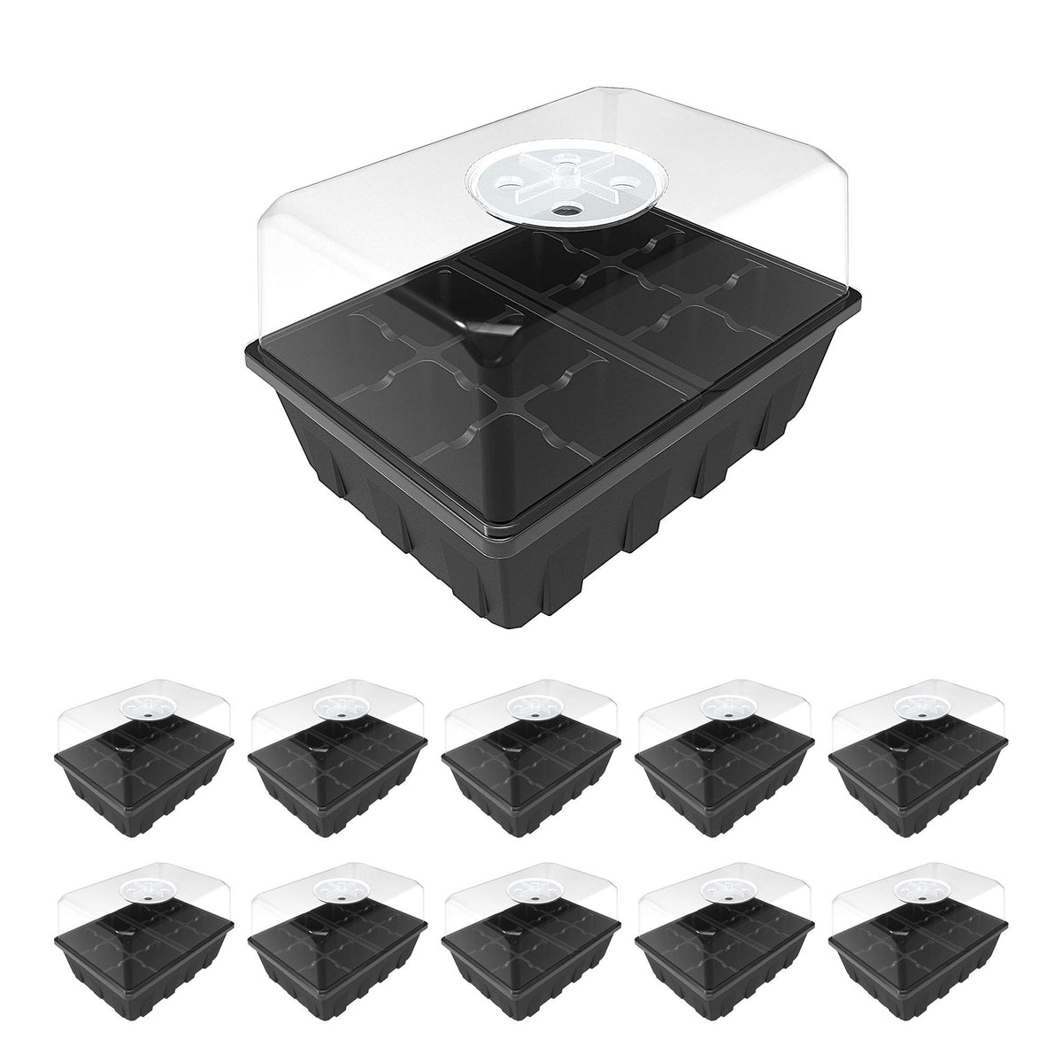Gardzen 10 Pack Seed Starter Trays with Dome and Clear Base 120 Cell