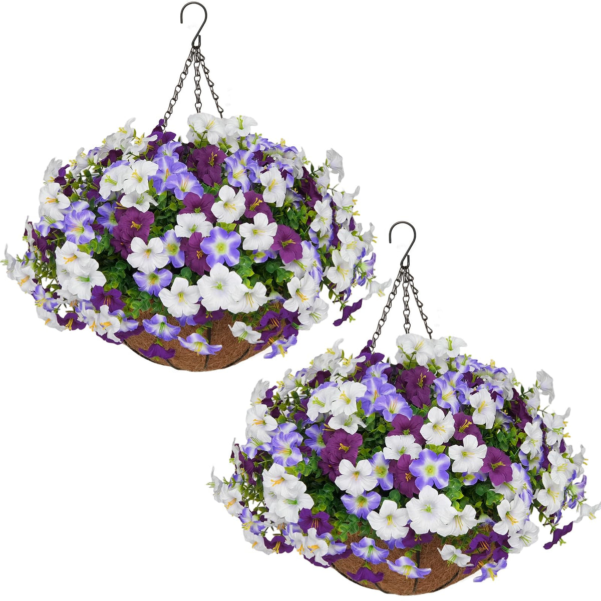 2 Set Artificial Fall Hanging Flower Baskets for Outdoor Autumn Decor