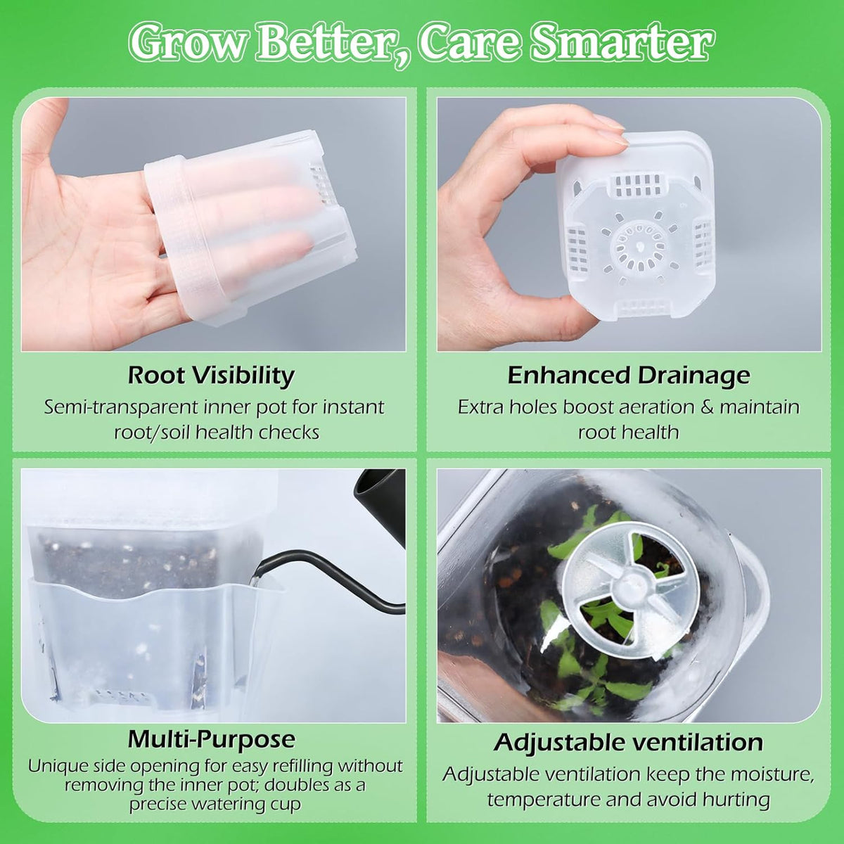 12Pack 2.5" Self Watering Seed Starter Pots for Plant Propagation Cuttings