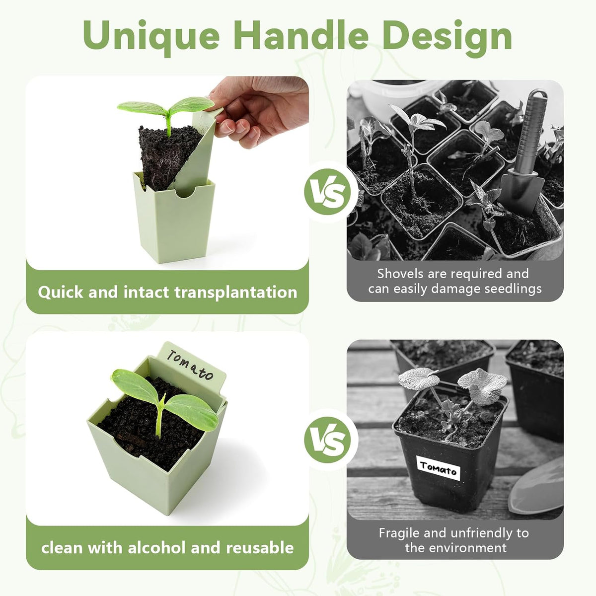 Seed Starter Tray with Lift-Out Handles for Easy Transplanting