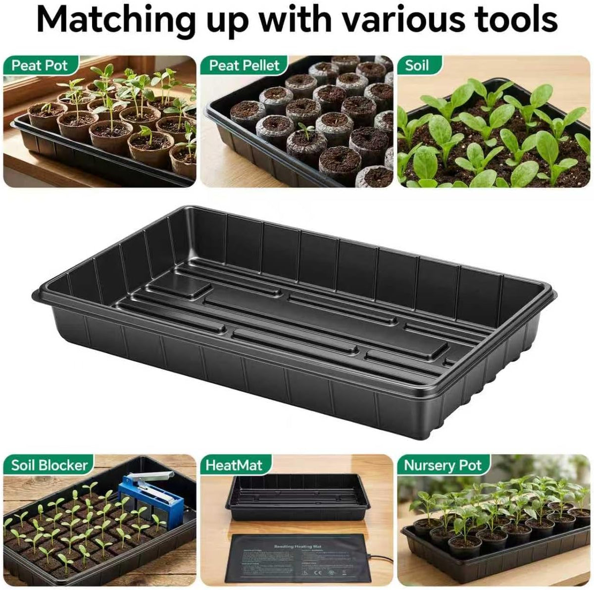 10 Pack Plant Growing Trays, 17 x 11 Inch Seedling Trays, No Drain Holes