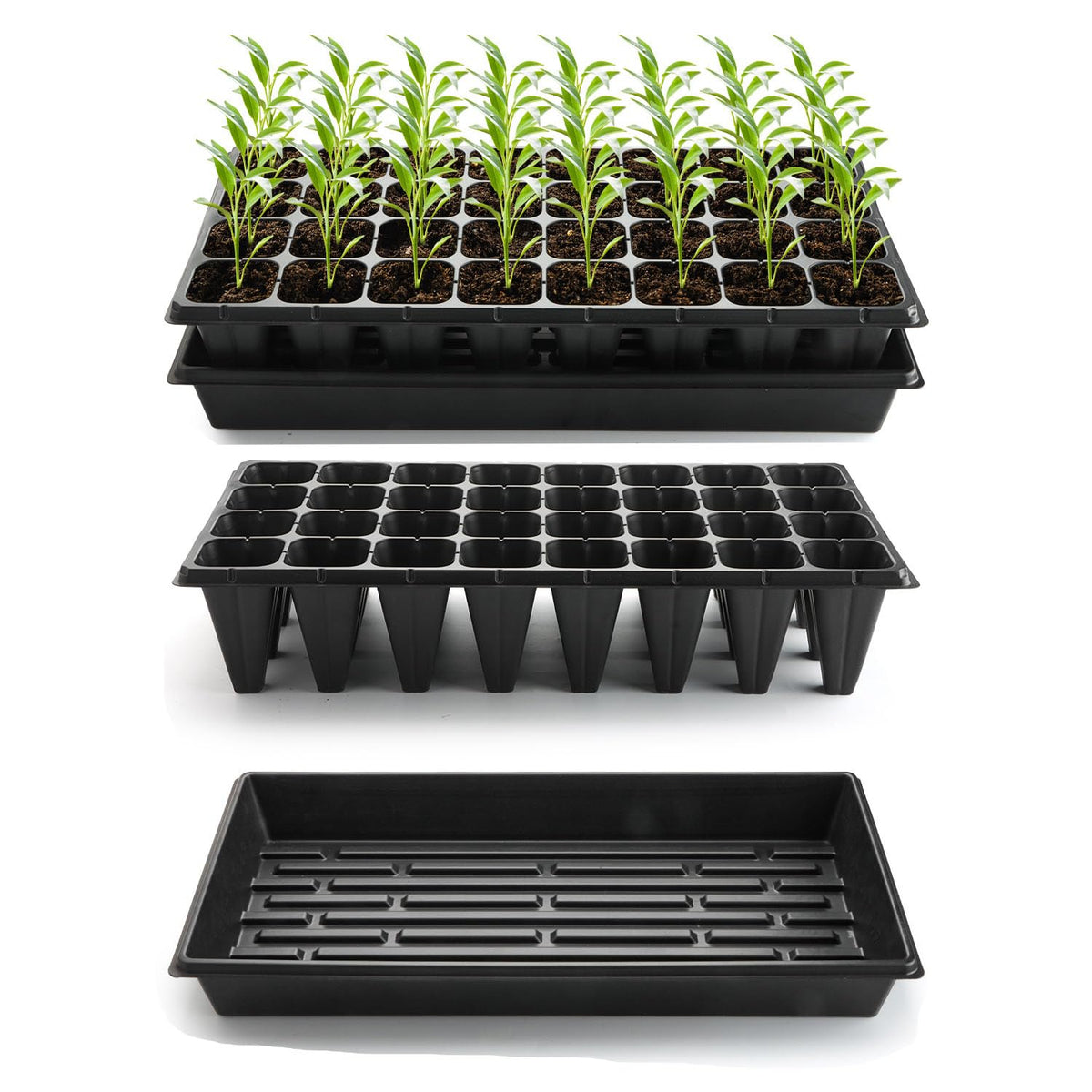 RooTrimmer 10 Pack 1020 Seed Starter Trays and 10 Pcs 72 Cell Plug Trays, Thick Durable Seedling Plastic Nursery Tray for TD538 1020 Tray Germination (10 Sets)