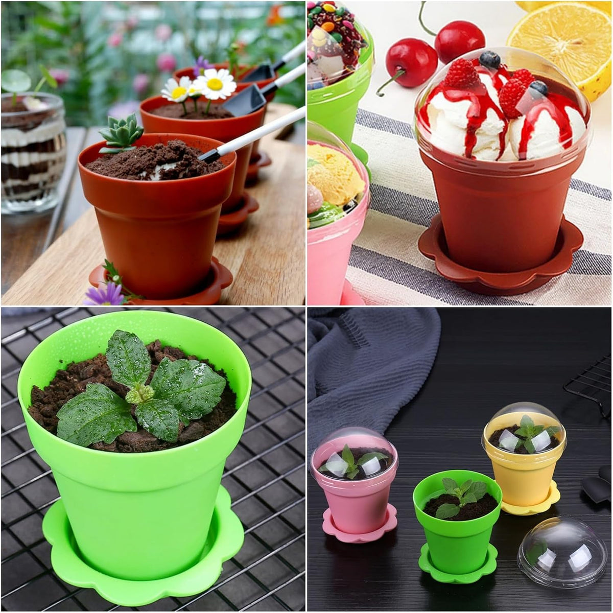 Cupcake Plant Nursery Pots with Humidity Dome, 25 Pack Dessert Cups