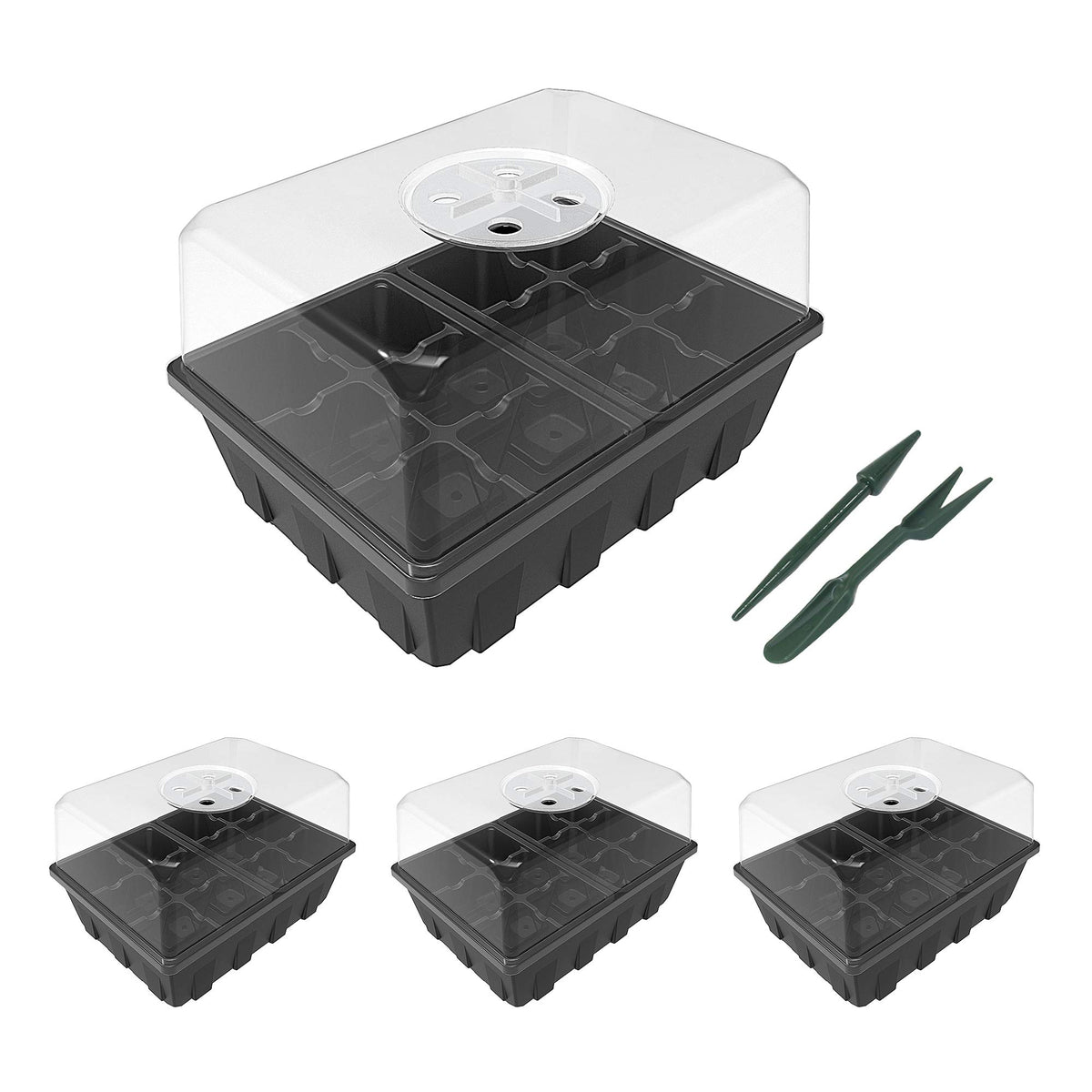 Gardzen 20 Pack Seed Starter Trays with Adjustable Vented Dome 240 Cell Clear