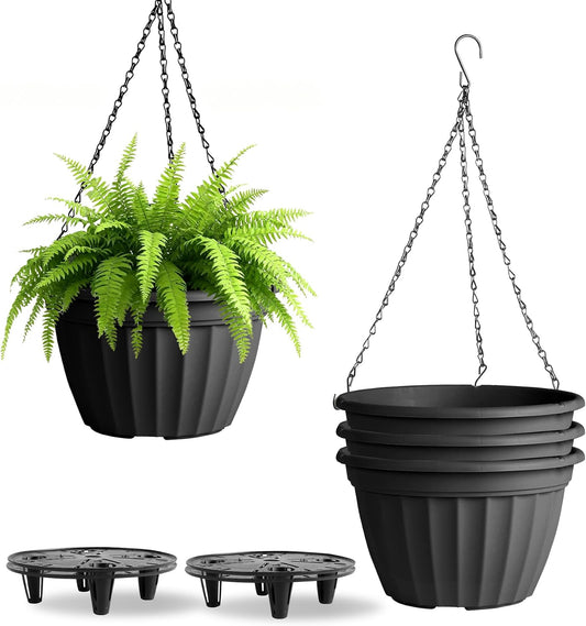 FGstyle Hanging Planters 10 Inch 4 Pack,Hanging Baskets for Plants Outdoor
