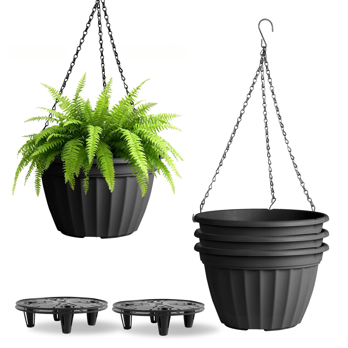 FGstyle Hanging Planters 10 Inch 4 Pack,Hanging Baskets for Plants Outdoor
