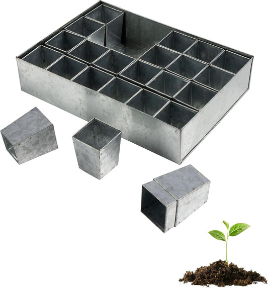 Kings County Tools Seed Starter Tray - Galvanized Steel Metal Seedling Tray with 24 Plant Starter Pots for Planting Seeds - Germination Kit for Sprouting, Greenhouse Accessories and Gardening Gifts