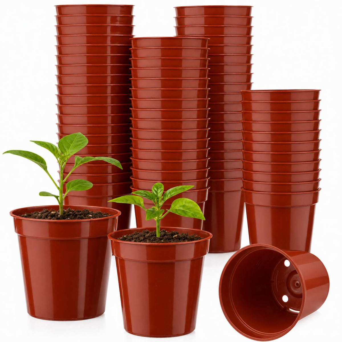 24 Pack 2 Inch Nursery Pots, Mini Plastic Plant Pots for Seedlings(Black)