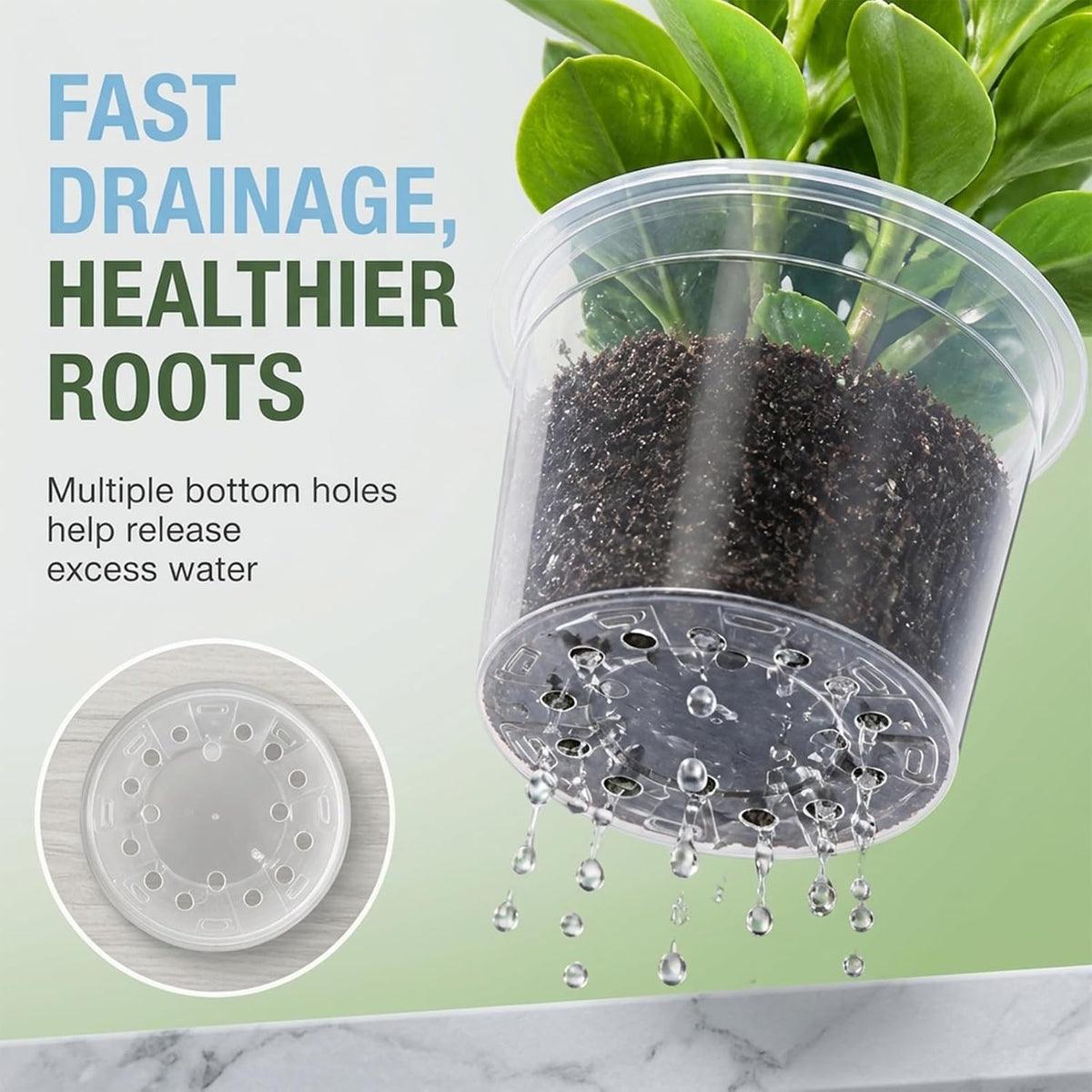 18-Pack Clear Nursery Pots with Drainage, Transplant Set, More Small Pots