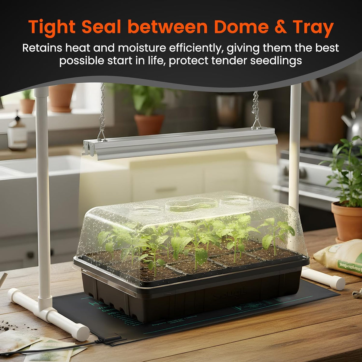 SOLIGT Thick Plastic 3-Set Strong Seed Starter Trays with 5" Humidity Domes