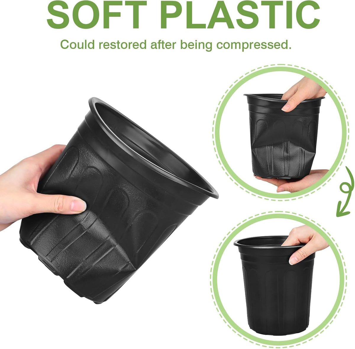 GroTheory 100 Pack 1 Gallon Nursery Pots, 6.7 Inch Plastic Pots for Plants