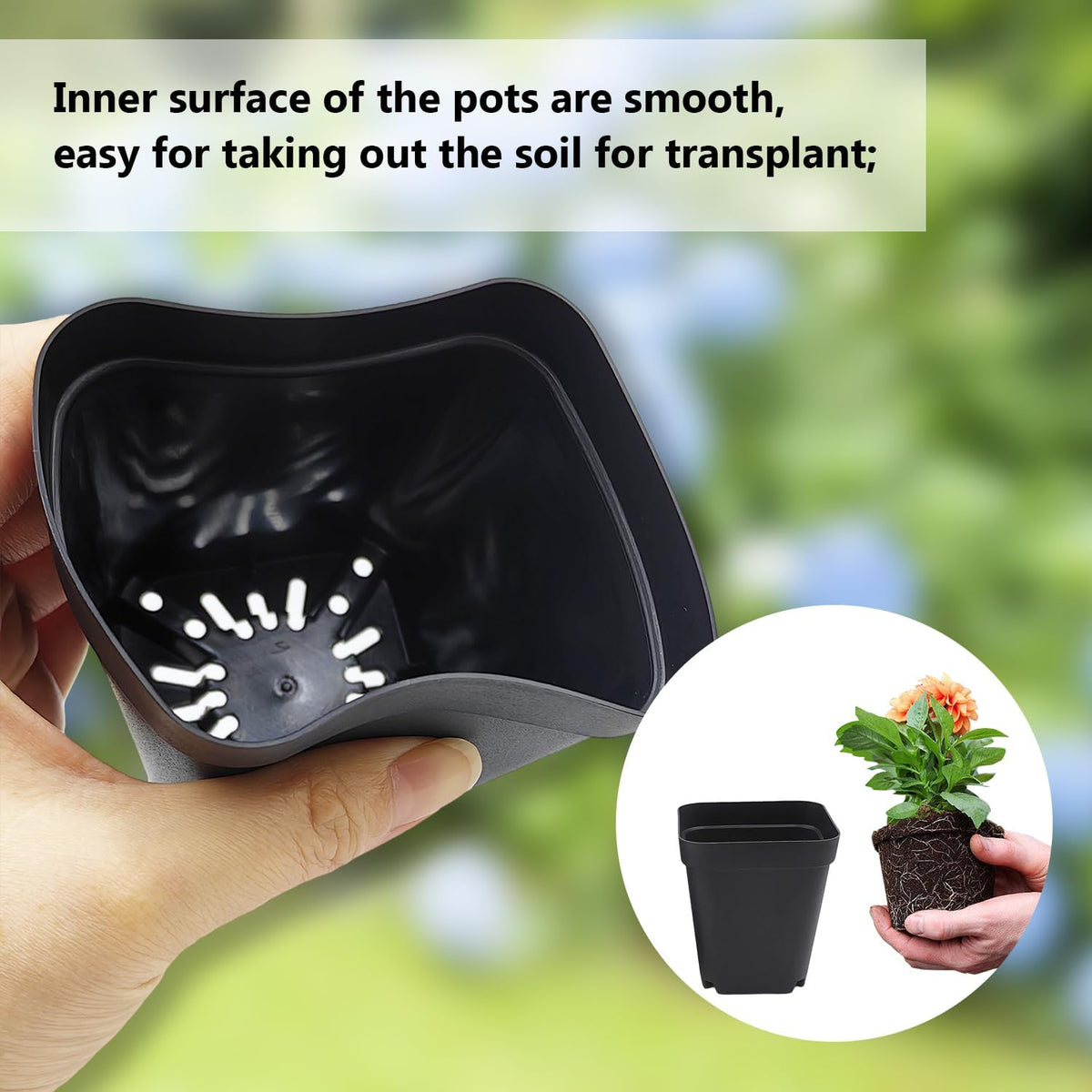 RooTrimmer Square Nursery Pots with Drainage Holes, 2.75 Inch, 120 Pack