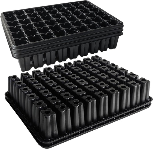 RooTrimmer 54 Cell Seed Starter Trays, 2.8" Deep Plug Tray Seedling for TD377 Nursery Tray, Super Thick Reusable Trays for Easy Transplantation (11.14inch ×14.6 inch, 5-Pack)