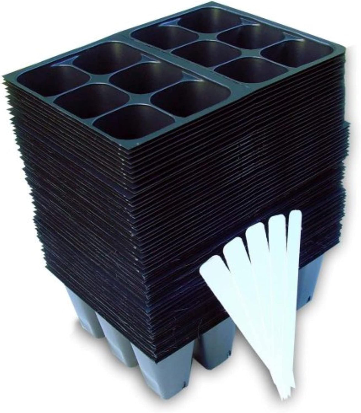 Seedling Starter Trays, 720 Cells: (120 Trays; 6-cells Per Tray), Plus 5 Plant Labels